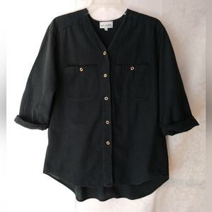 San Andre Black Cotton Shirt Top Made in USA Size Medium Chest 38"